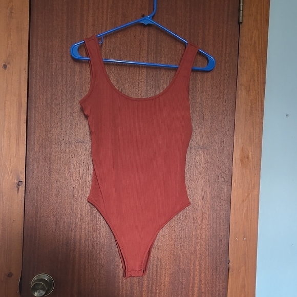 Rust Ribbed Bodysuit - Picture 1 of 1